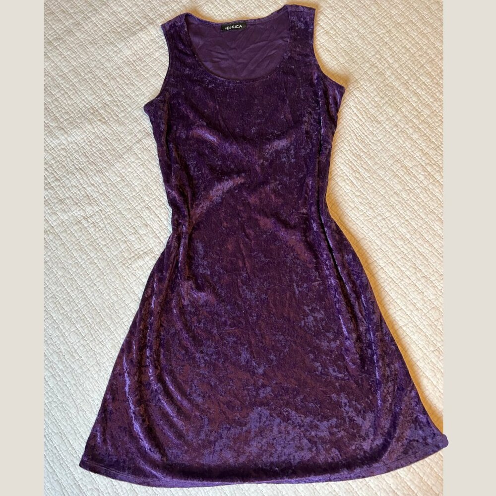 Vintage Jessica - purple crushed velvet tank dress